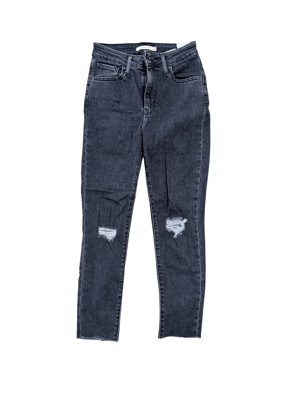 Levi 721 High-Rise Distressed Black Skinny Jeans